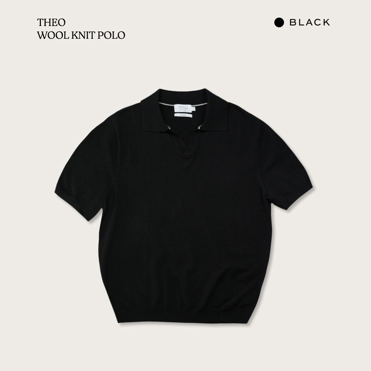 THEO WOOL KNIT POLO - BLACK
