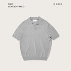 เสื้อโปโลถักผ้าขนสัตว์ THEO - สีเทา