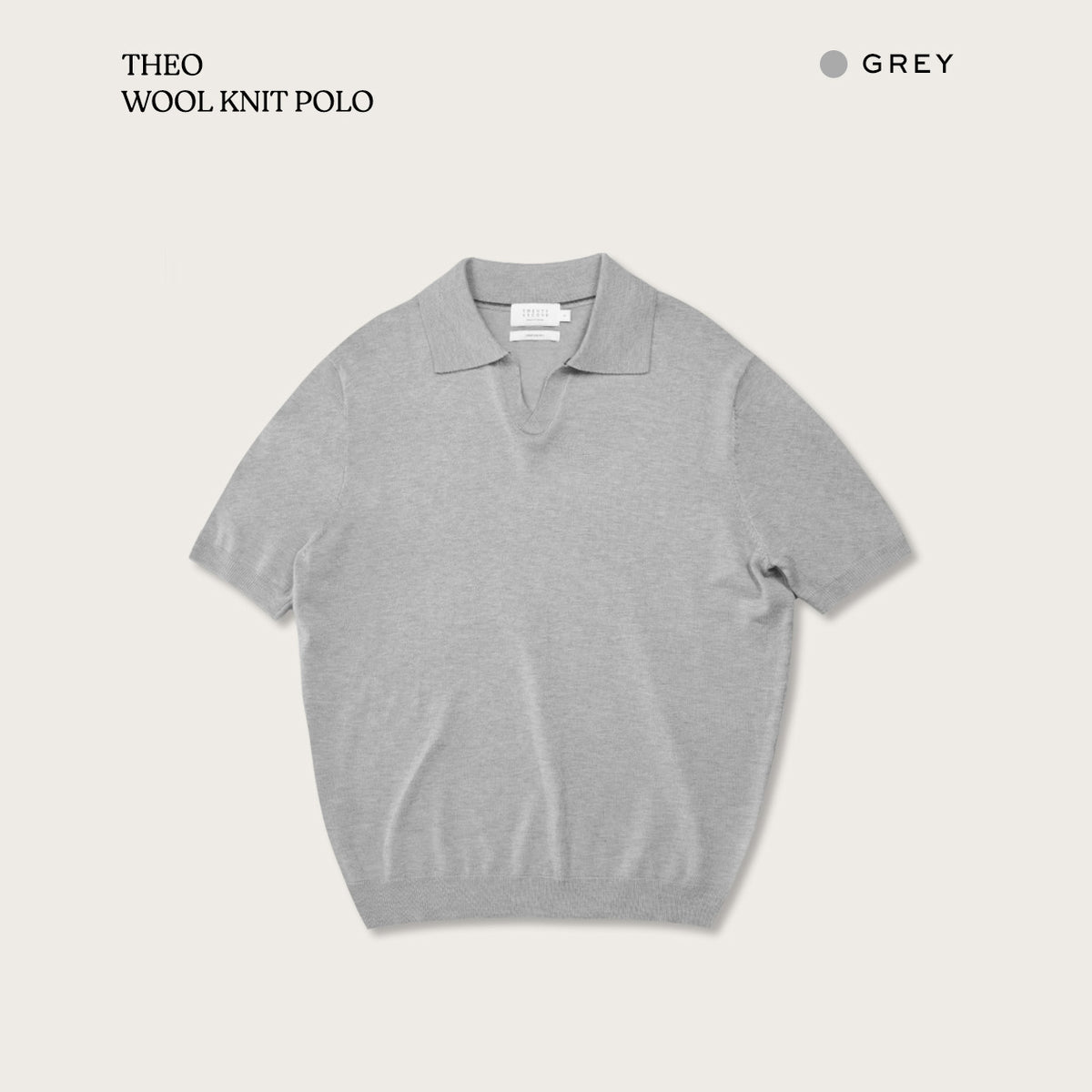 THEO WOOL KNIT POLO - GREY