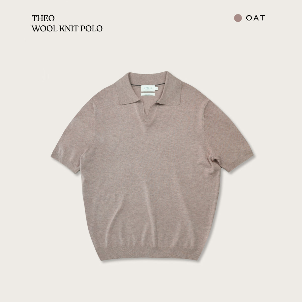 THEO WOOL KNIT POLO - OATMEAL