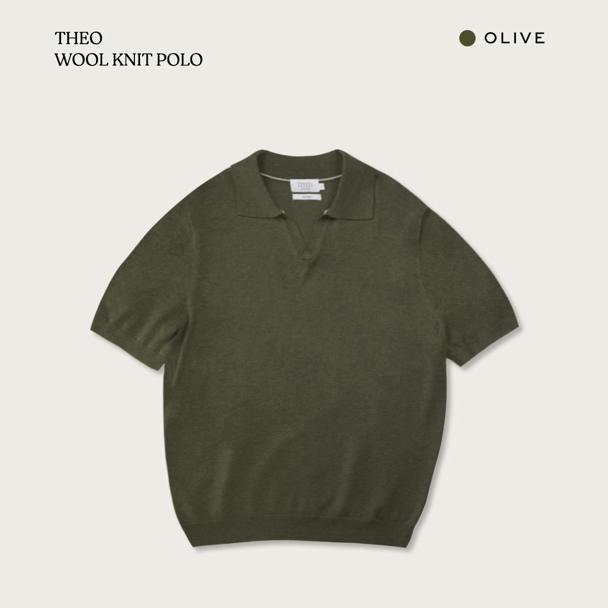 THEO WOOL KNIT POLO - OLIVE