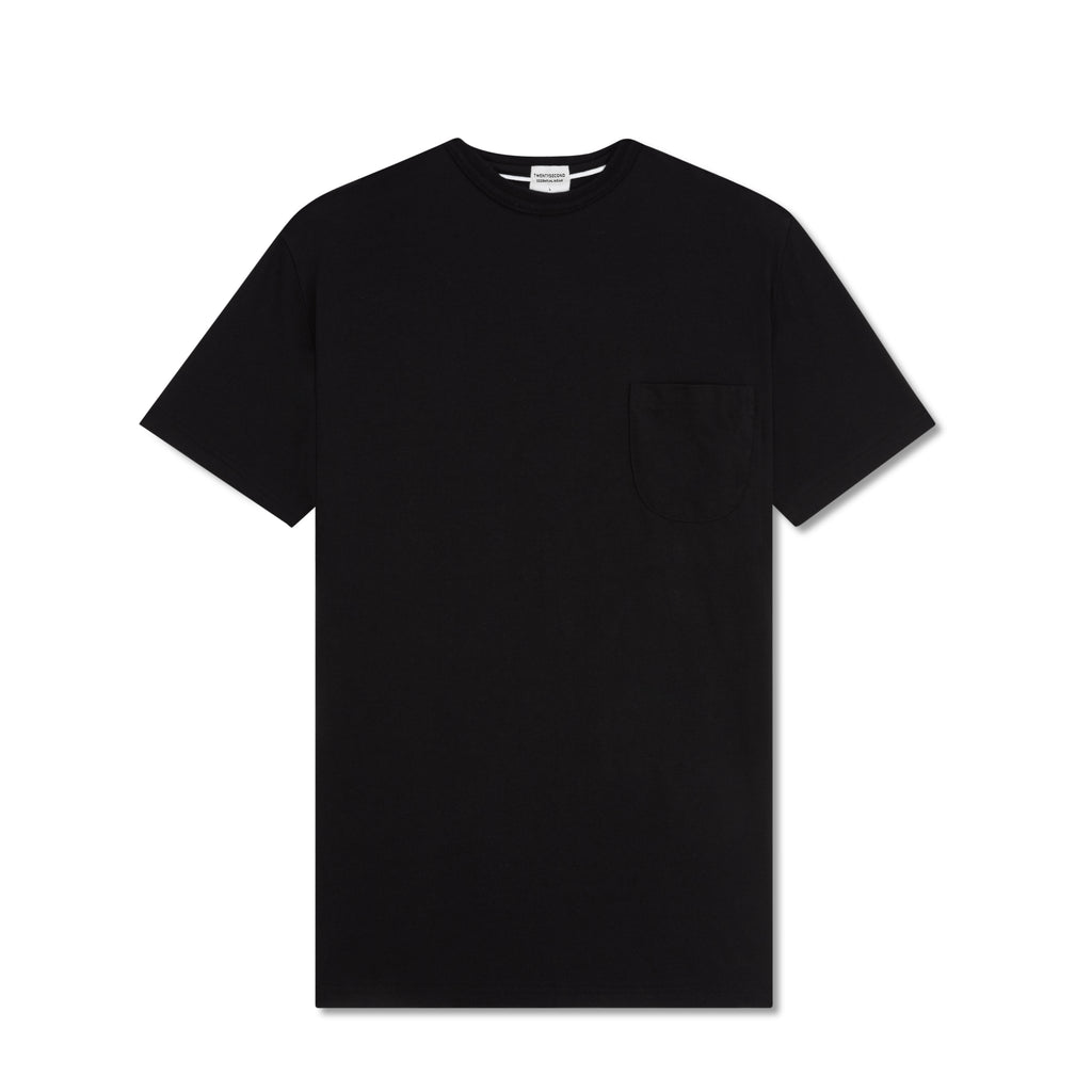 CLUB POCKET TEE - BLACK (Oversized fit)