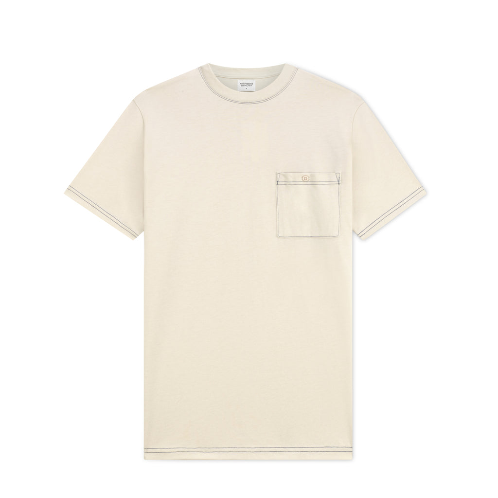 BEAM STITCH POCKET TEE - BEIGE (Oversized fit)