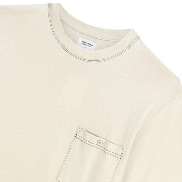BEAM STITCH POCKET TEE - BEIGE (Oversized fit)