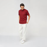 BEAM STITCH POCKET TEE - MAROON (Oversized fit)