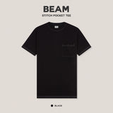 BEAM STITCH POCKET TEE - BLACK (Oversized fit)