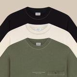 BEAM STITCH POCKET TEE - BEIGE (Oversized fit)