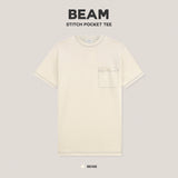 BEAM STITCH POCKET TEE - BEIGE (Oversized fit)