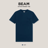 BEAM STITCH POCKET TEE - NAVY (Oversized fit)