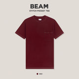 BEAM STITCH POCKET TEE - MAROON (Oversized fit)