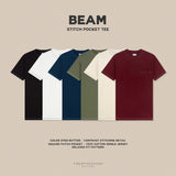 BEAM STITCH POCKET TEE - NAVY (Oversized fit)