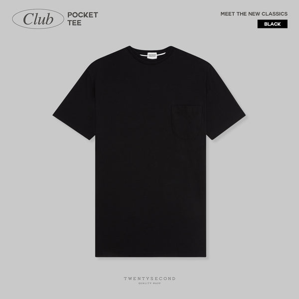 CLUB POCKET TEE - BLACK (Oversized fit)