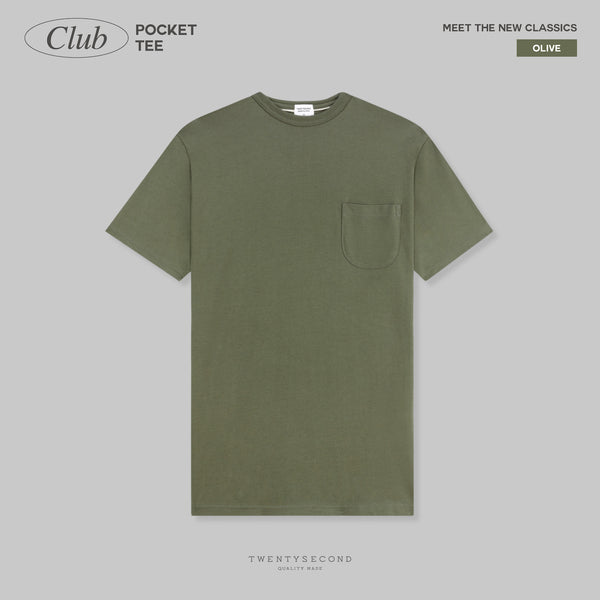 CLUB POCKET TEE - OLIVE (Oversized fit)