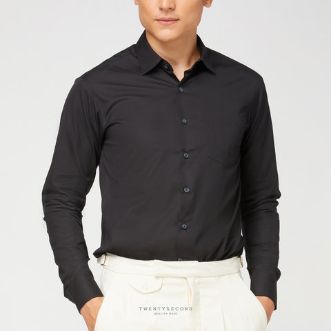 EGYPTIAN COTTON SHIRT - BLACK