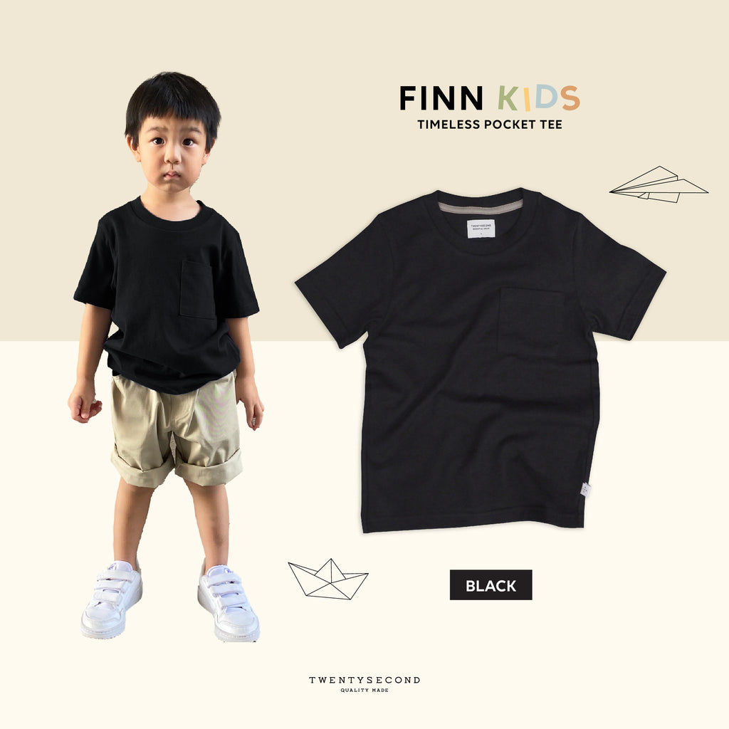 FINN KIDS POCKET TEE - BLACK