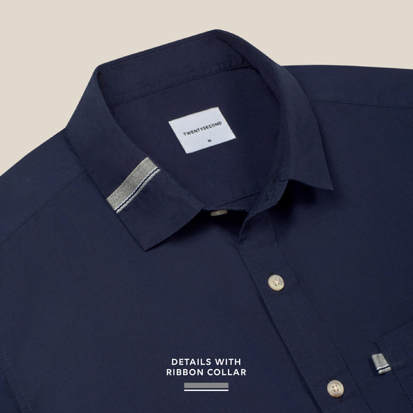 GLEN RIBBON SHIRT - NAVY