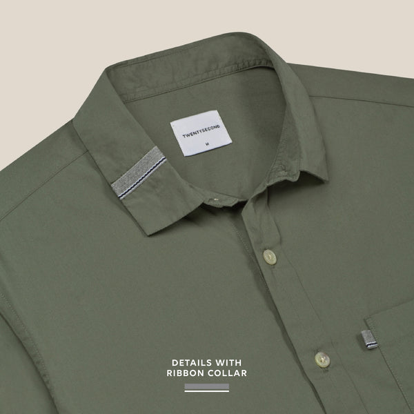 GLEN RIBBON SHIRT - OLIVE
