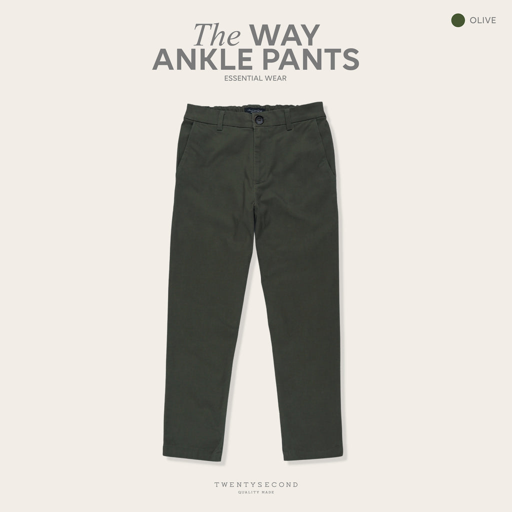 WAY ANKLE PANTS - OLIVE