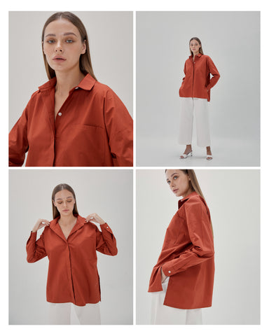 RYLIE CUTAWAY SHIRT - BRICK by Your Closet Needs This!