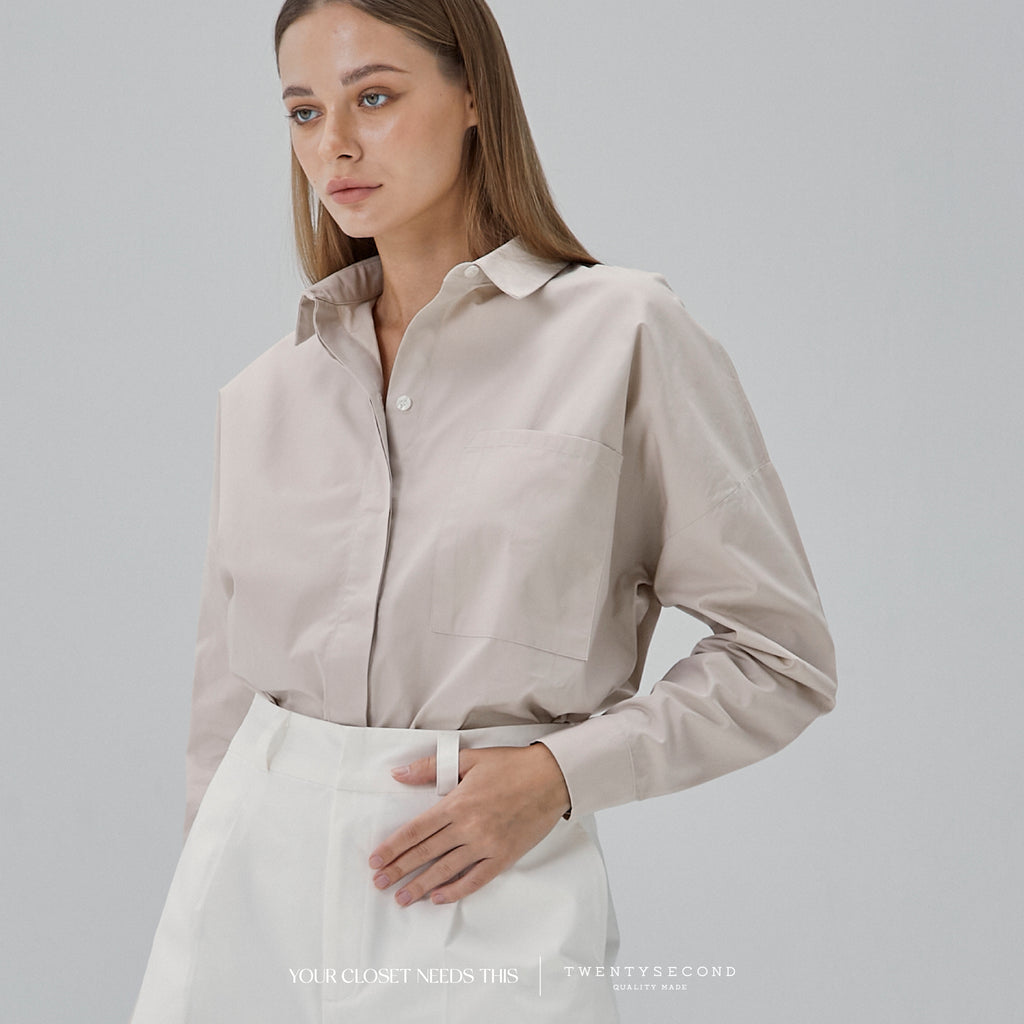 RYLIE CUTAWAY SHIRT - ALMOND by Your Closet Needs This!