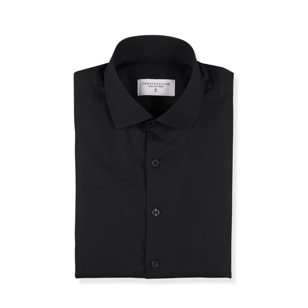 CLASSIC CUTAWAY COLLAR SHIRT - BLACK