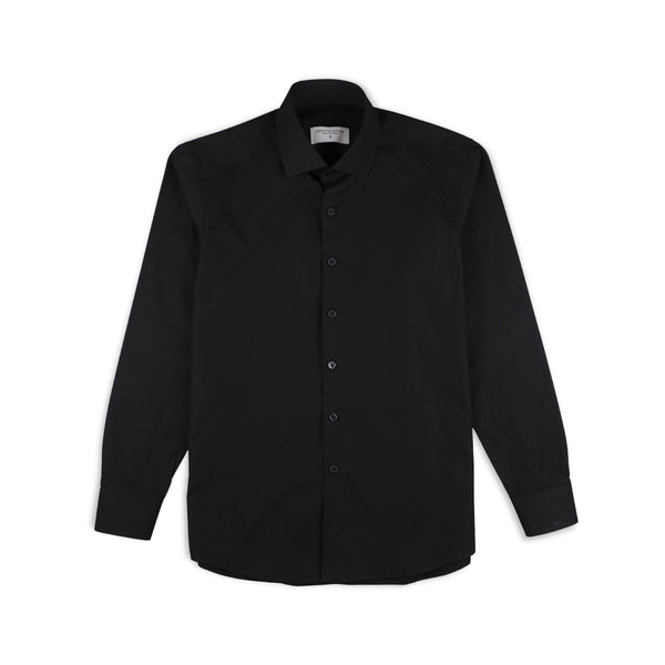 CLASSIC CUTAWAY COLLAR SHIRT - BLACK