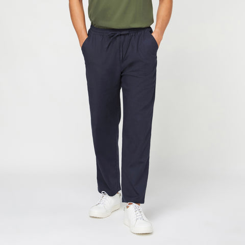 LINEN RELAXED PANTS - NAVY