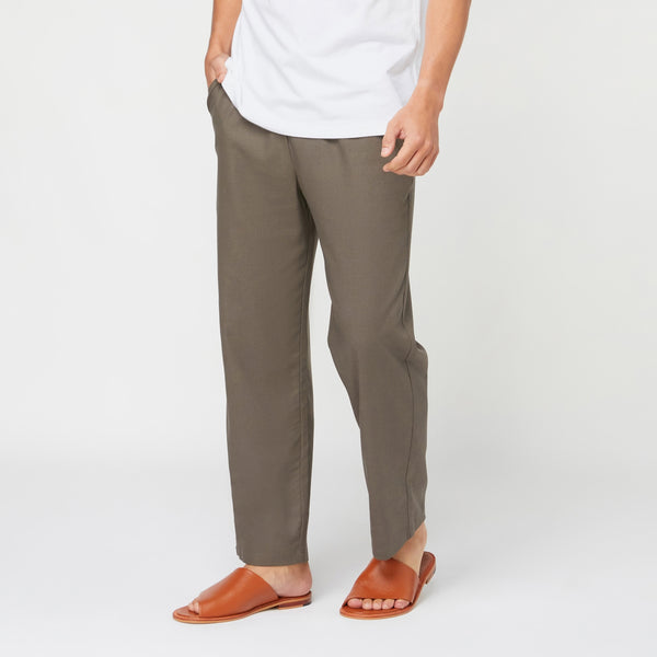 LINEN RELAXED PANTS - OLIVE