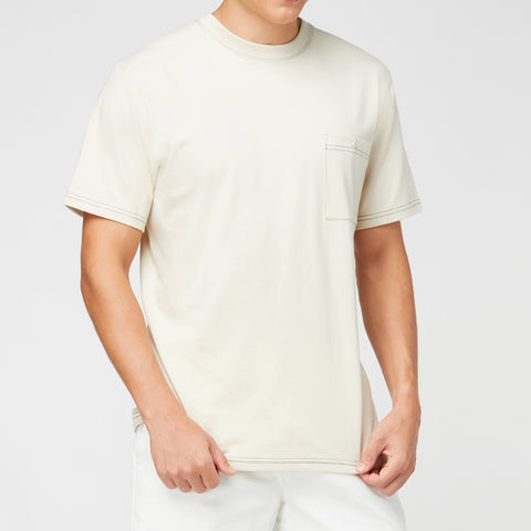 BEAM STITCH POCKET TEE - BEIGE (Oversized fit)