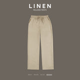 LINEN RELAXED PANTS - BROWN