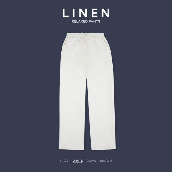 LINEN RELAXED PANTS - WHITE