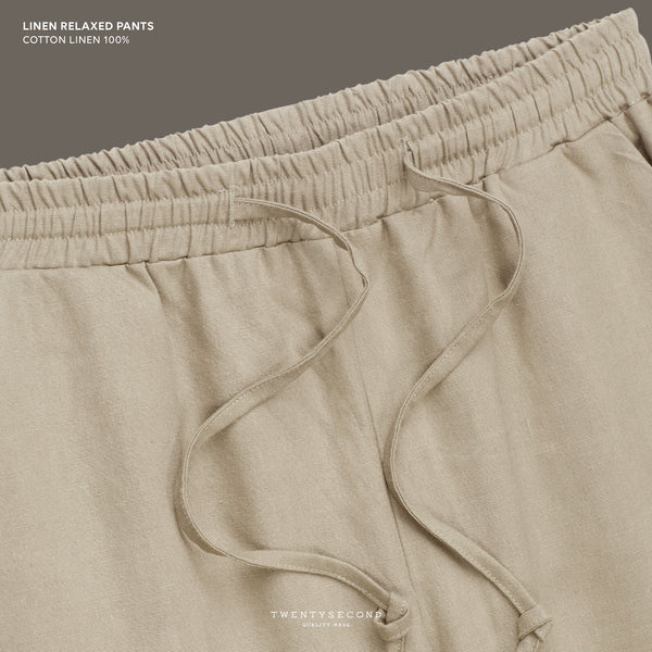 LINEN RELAXED PANTS - BROWN