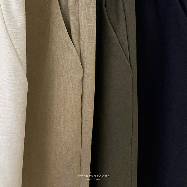 LINEN RELAXED PANTS - OLIVE