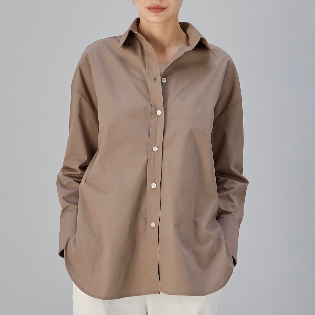 KALI OVERSIZED SHIRT - BROWN by Your Closet Needs This!