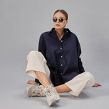 KALI OVERSIZED SHIRT - NAVY by Your Closet Needs This!