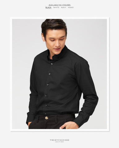 DEAN CUT COLLAR SHIRT - BLACK