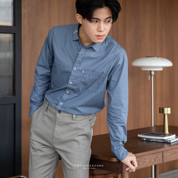 GLEN RIBBON SHIRT - BLUE