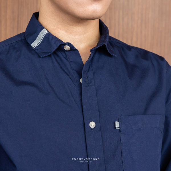 GLEN RIBBON SHIRT - NAVY