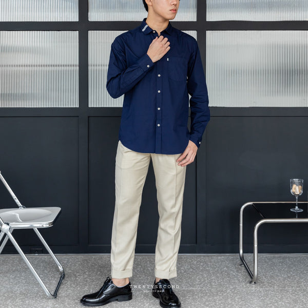 GLEN RIBBON SHIRT - NAVY